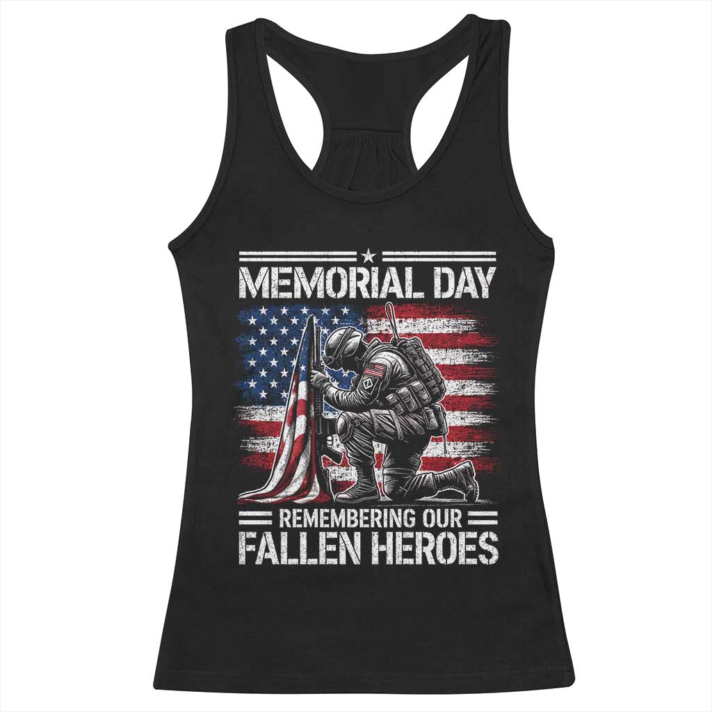 Memorial Day Racerback Tank Top Remembering Our Fallen Heroes Veteran Day American Flag TS11 Black Print Your Wear