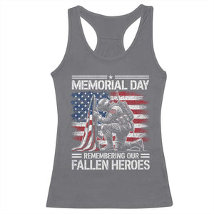 Memorial Day Racerback Tank Top Remembering Our Fallen Heroes Veteran Day American Flag TS11 Charcoal Print Your Wear