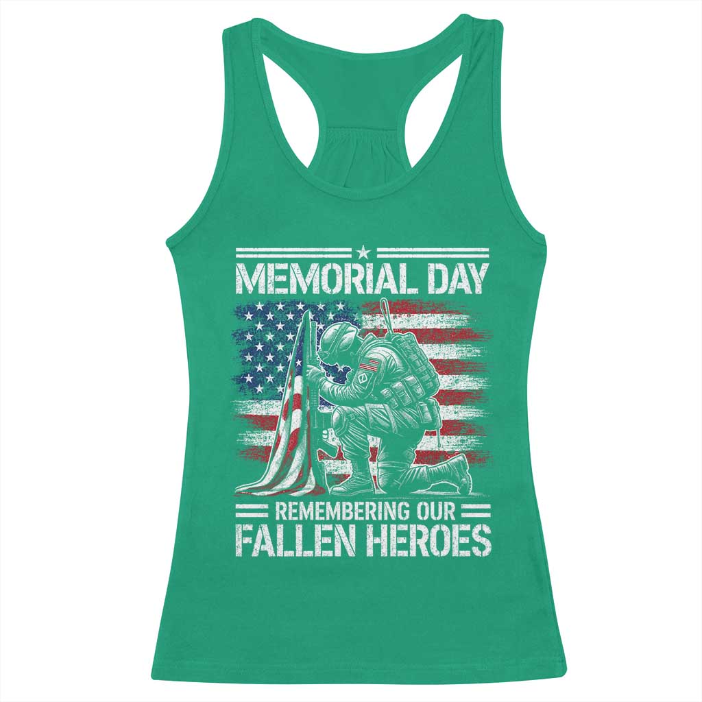 Memorial Day Racerback Tank Top Remembering Our Fallen Heroes Veteran Day American Flag TS11 Irish Green Print Your Wear