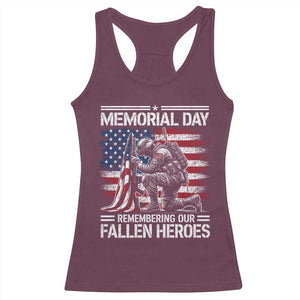 Memorial Day Racerback Tank Top Remembering Our Fallen Heroes Veteran Day American Flag TS11 Maroon Print Your Wear