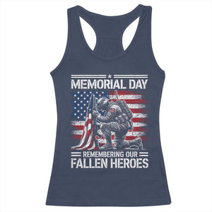Memorial Day Racerback Tank Top Remembering Our Fallen Heroes Veteran Day American Flag TS11 Navy Print Your Wear