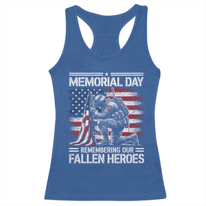 Memorial Day Racerback Tank Top Remembering Our Fallen Heroes Veteran Day American Flag TS11 Royal Blue Print Your Wear