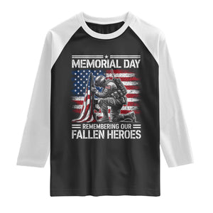 Memorial Day Raglan Shirt Remembering Our Fallen Heroes Veteran Day American Flag TS11 Black White Print Your Wear