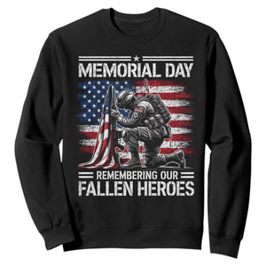 Memorial Day Sweatshirt Remembering Our Fallen Heroes Veteran Day American Flag TS11 Black Print Your Wear