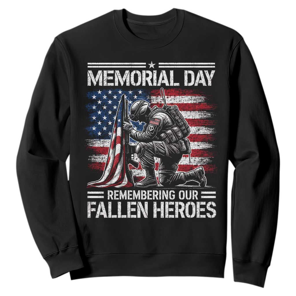 Memorial Day Sweatshirt Remembering Our Fallen Heroes Veteran Day American Flag TS11 Black Print Your Wear