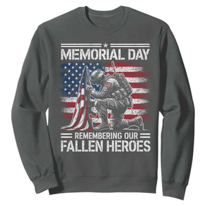 Memorial Day Sweatshirt Remembering Our Fallen Heroes Veteran Day American Flag TS11 Dark Heather Print Your Wear