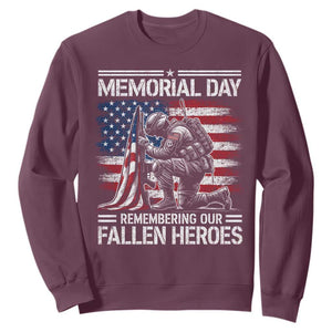 Memorial Day Sweatshirt Remembering Our Fallen Heroes Veteran Day American Flag TS11 Maroon Print Your Wear
