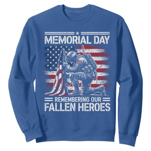 Memorial Day Sweatshirt Remembering Our Fallen Heroes Veteran Day American Flag TS11 Royal Blue Print Your Wear