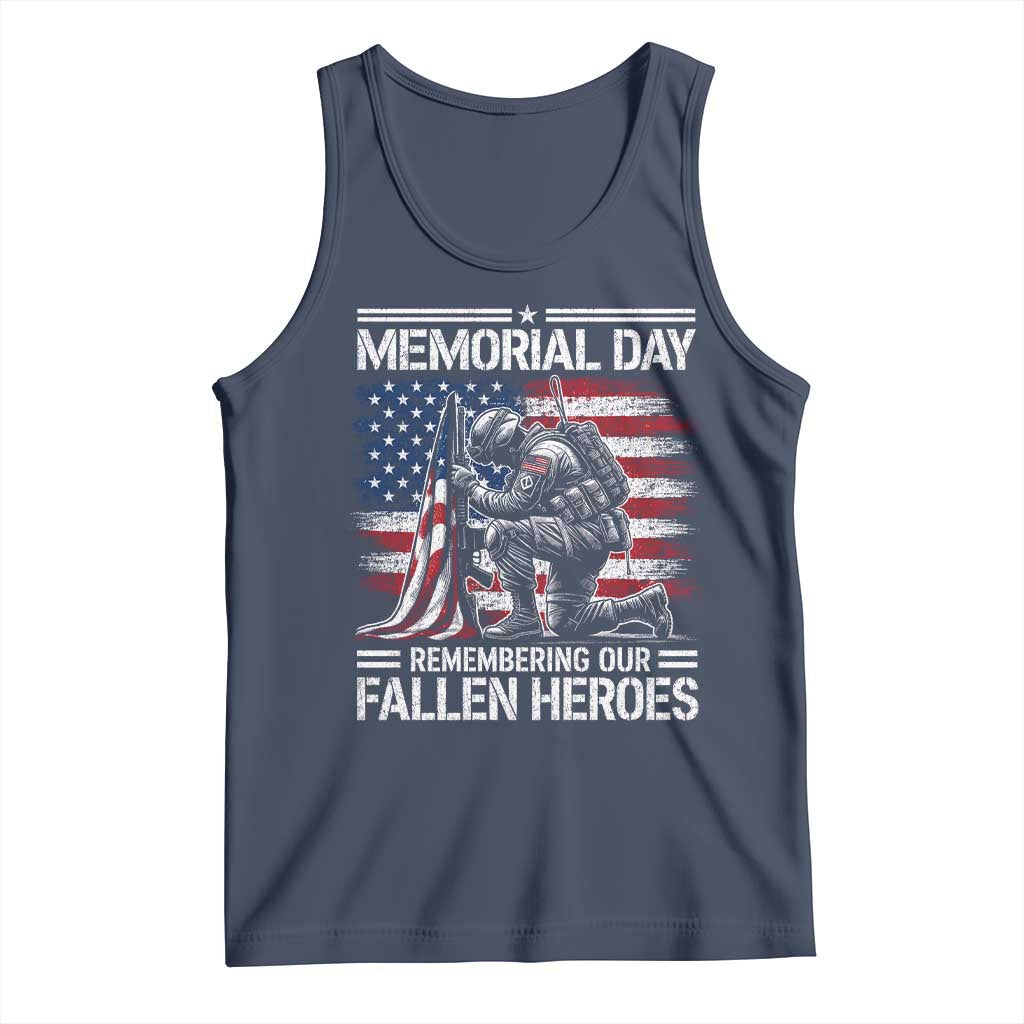 Memorial Day Tank Top Remembering Our Fallen Heroes Veteran Day American Flag TS11 Navy Print Your Wear