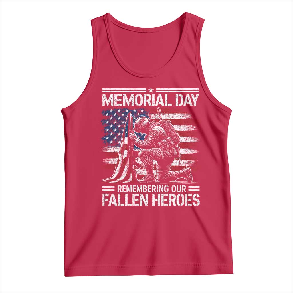 Memorial Day Tank Top Remembering Our Fallen Heroes Veteran Day American Flag TS11 Red Print Your Wear