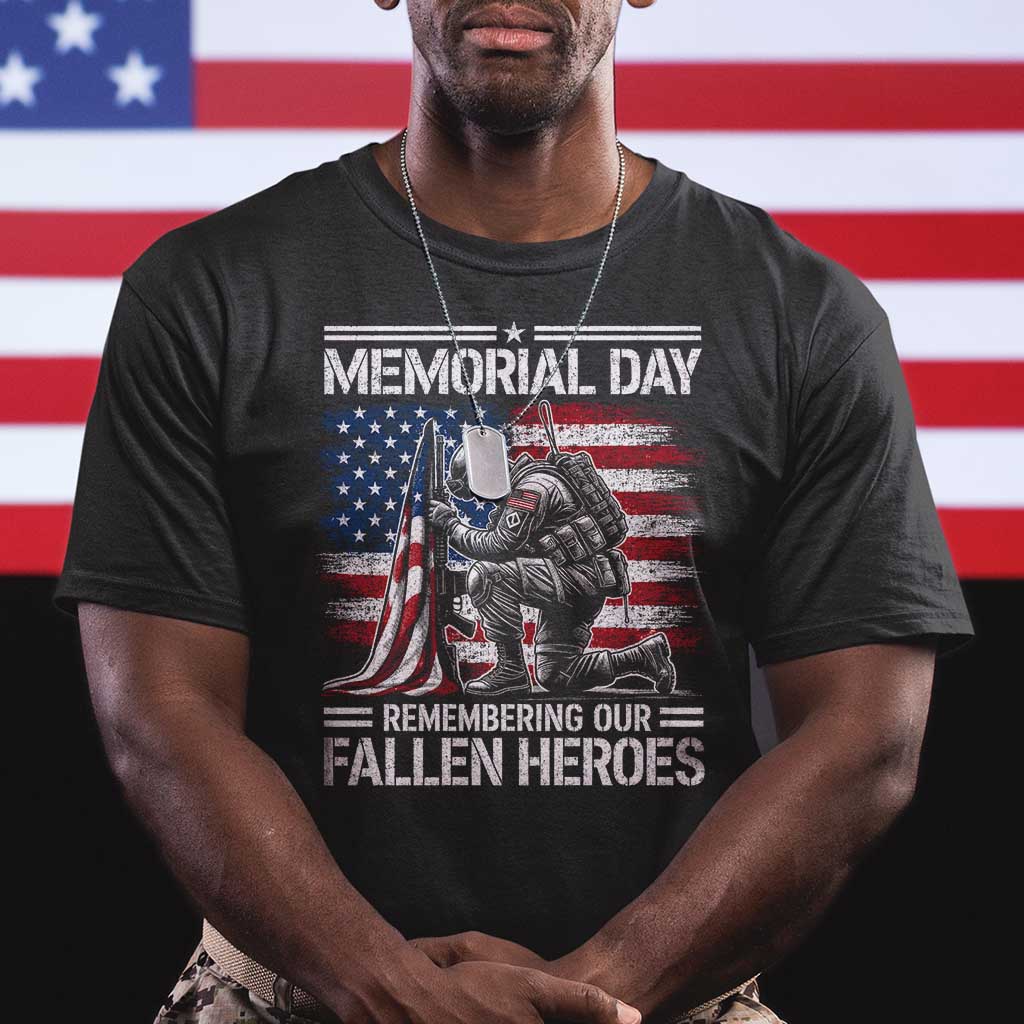 Memorial Day T Shirt Remembering Our Fallen Heroes Veteran Day American Flag TS11 Black Print Your Wear