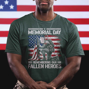 Memorial Day T Shirt Remembering Our Fallen Heroes Veteran Day American Flag TS11 Dark Forest Green Print Your Wear
