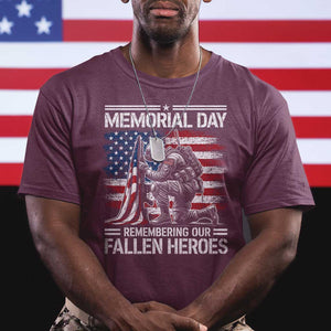 Memorial Day T Shirt Remembering Our Fallen Heroes Veteran Day American Flag TS11 Maroon Print Your Wear
