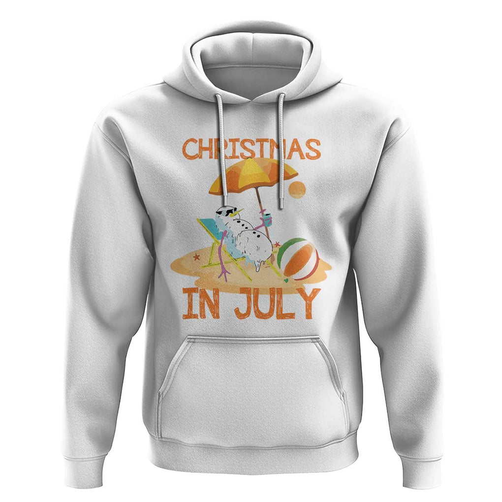 Funny Christmas In July Hoodie Snowman Summer Vacation Cocktails Beach TS11 White Print Your Wear