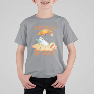 Funny Christmas In July T Shirt For Kid Snowman Summer Vacation Cocktails Beach TS11 Sport Gray Print Your Wear