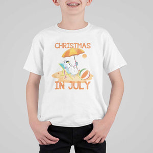 Funny Christmas In July T Shirt For Kid Snowman Summer Vacation Cocktails Beach TS11 White Print Your Wear