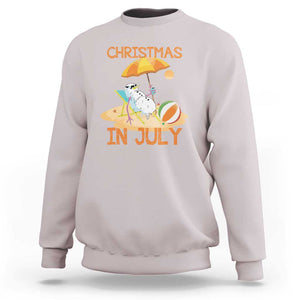 Funny Christmas In July Sweatshirt Snowman Summer Vacation Cocktails Beach TS11 Ice Gray Print Your Wear