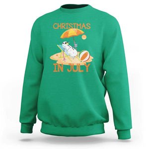 Funny Christmas In July Sweatshirt Snowman Summer Vacation Cocktails Beach TS11 Irish Green Print Your Wear