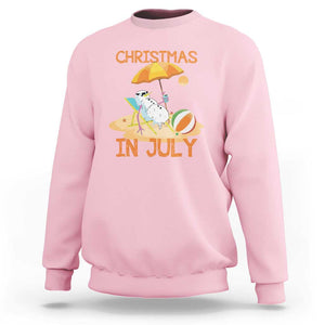 Funny Christmas In July Sweatshirt Snowman Summer Vacation Cocktails Beach TS11 Light Pink Print Your Wear