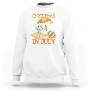 Funny Christmas In July Sweatshirt Snowman Summer Vacation Cocktails Beach TS11 White Print Your Wear