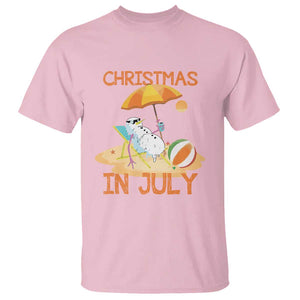 Funny Christmas In July T Shirt Snowman Summer Vacation Cocktails Beach TS11 Light Pink Print Your Wear