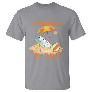 Funny Christmas In July T Shirt Snowman Summer Vacation Cocktails Beach TS11 Sport Gray Print Your Wear