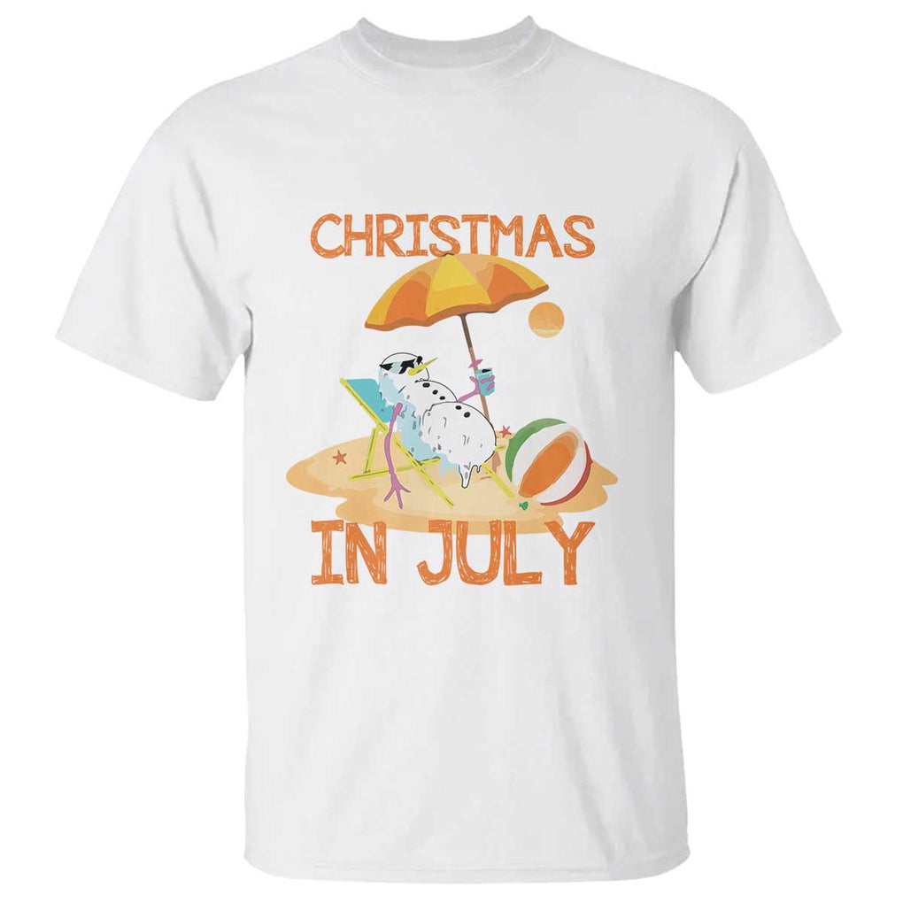 Funny Christmas In July T Shirt Snowman Summer Vacation Cocktails Beach TS11 White Print Your Wear