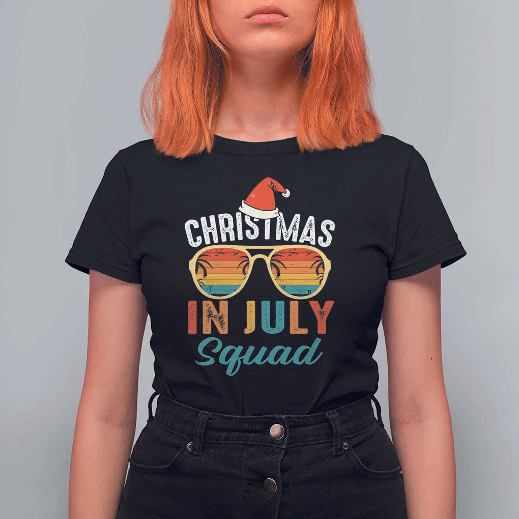 Funny Christmas In July Squad T Shirt For Women Summer Xmas Beach Sunglasses TS11 Black Print Your Wear