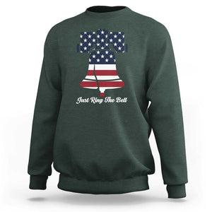 Vintage Liberty Bell Sweatshirt Just Ring The Bell USA Flag TS11 Dark Forest Green Print Your Wear