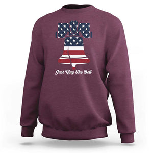 Vintage Liberty Bell Sweatshirt Just Ring The Bell USA Flag TS11 Maroon Print Your Wear