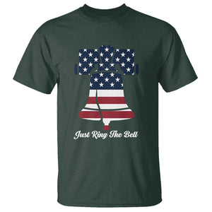 Vintage Liberty Bell T Shirt Just Ring The Bell USA Flag TS11 Dark Forest Green Print Your Wear