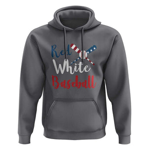 Funny Red White Baseball Hoodie 4th Of July Bat Ball American Flag TS11 Charcoal Print Your Wear