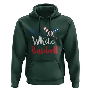 Funny Red White Baseball Hoodie 4th Of July Bat Ball American Flag TS11 Dark Forest Green Print Your Wear