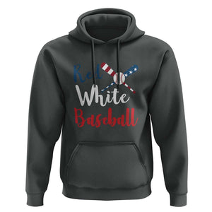 Funny Red White Baseball Hoodie 4th Of July Bat Ball American Flag TS11 Dark Heather Print Your Wear