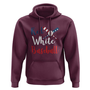 Funny Red White Baseball Hoodie 4th Of July Bat Ball American Flag TS11 Maroon Print Your Wear