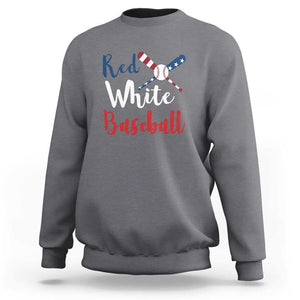 Funny Red White Baseball Sweatshirt 4th Of July Bat Ball American Flag TS11 Charcoal Print Your Wear