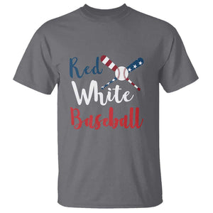 Funny Red White Baseball T Shirt 4th Of July Bat Ball American Flag TS11 Charcoal Print Your Wear