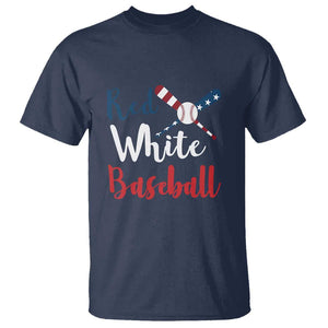 Funny Red White Baseball T Shirt 4th Of July Bat Ball American Flag TS11 Navy Print Your Wear