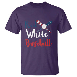 Funny Red White Baseball T Shirt 4th Of July Bat Ball American Flag TS11 Purple Print Your Wear