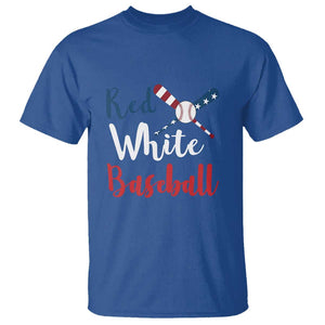 Funny Red White Baseball T Shirt 4th Of July Bat Ball American Flag TS11 Royal Blue Print Your Wear