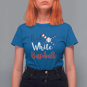 Funny Red White Baseball T Shirt For Women 4th Of July Bat Ball American Flag TS11 Royal Blue Print Your Wear