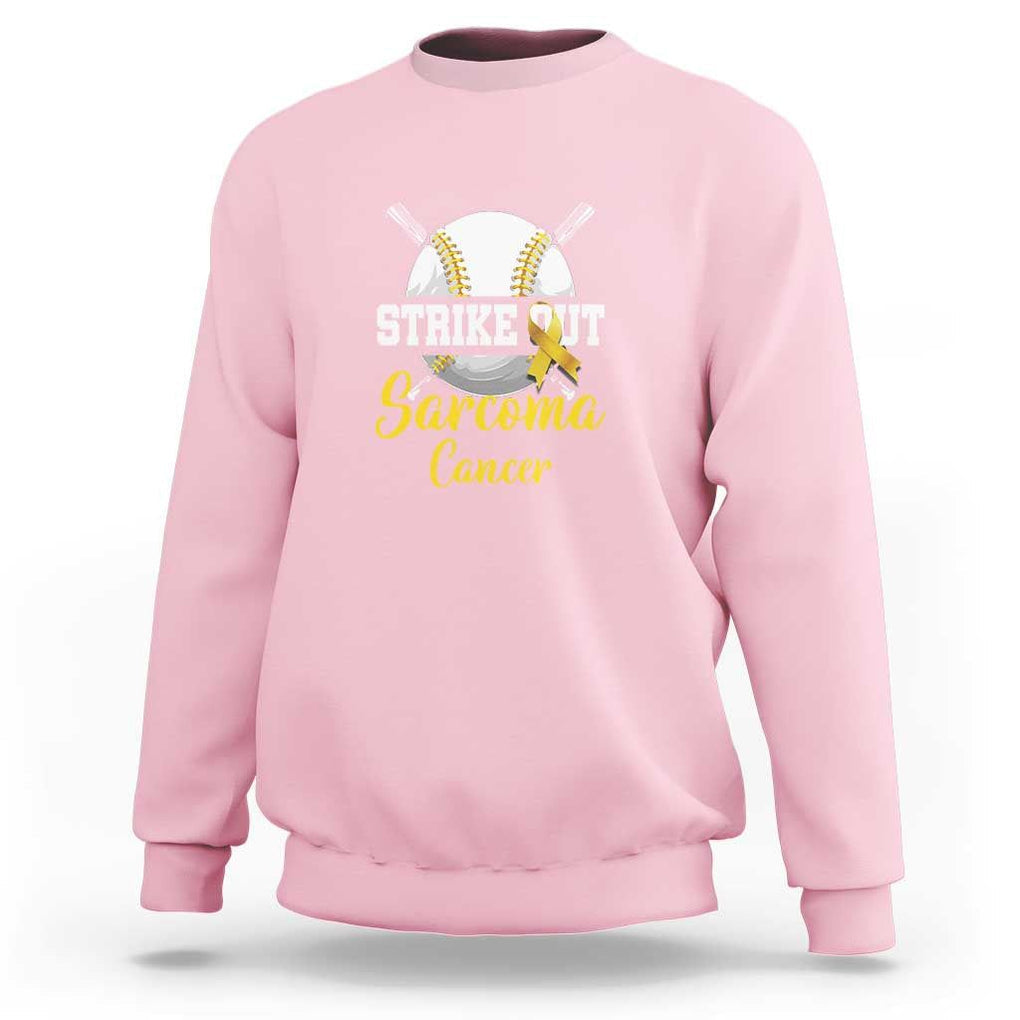 Strike Out Sarcoma Cancer Sweatshirt Baseball Fight Awareness Yellow Ribbon TS11 Light Pink Print Your Wear