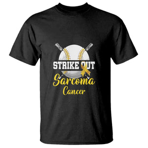 Strike Out Sarcoma Cancer T Shirt Baseball Fight Awareness Yellow Ribbon TS11 Black Print Your Wear