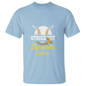 Strike Out Sarcoma Cancer T Shirt Baseball Fight Awareness Yellow Ribbon TS11 Light Blue Print Your Wear