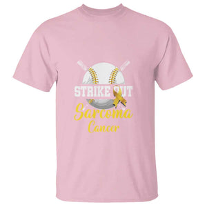 Strike Out Sarcoma Cancer T Shirt Baseball Fight Awareness Yellow Ribbon TS11 Light Pink Print Your Wear