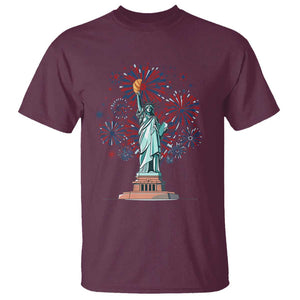 Funny America France Heritage Month T Shirt Statue of Liberty With Croissant TS11 Maroon Print Your Wear