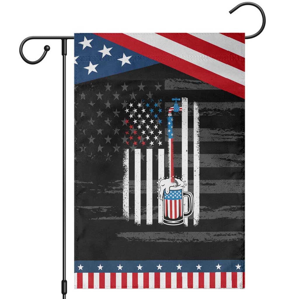 Funny Pouring Beer American Flag 4th Of July Craft Brewery Garden Flag TS11 Distressed Black Blue Print Your Wear