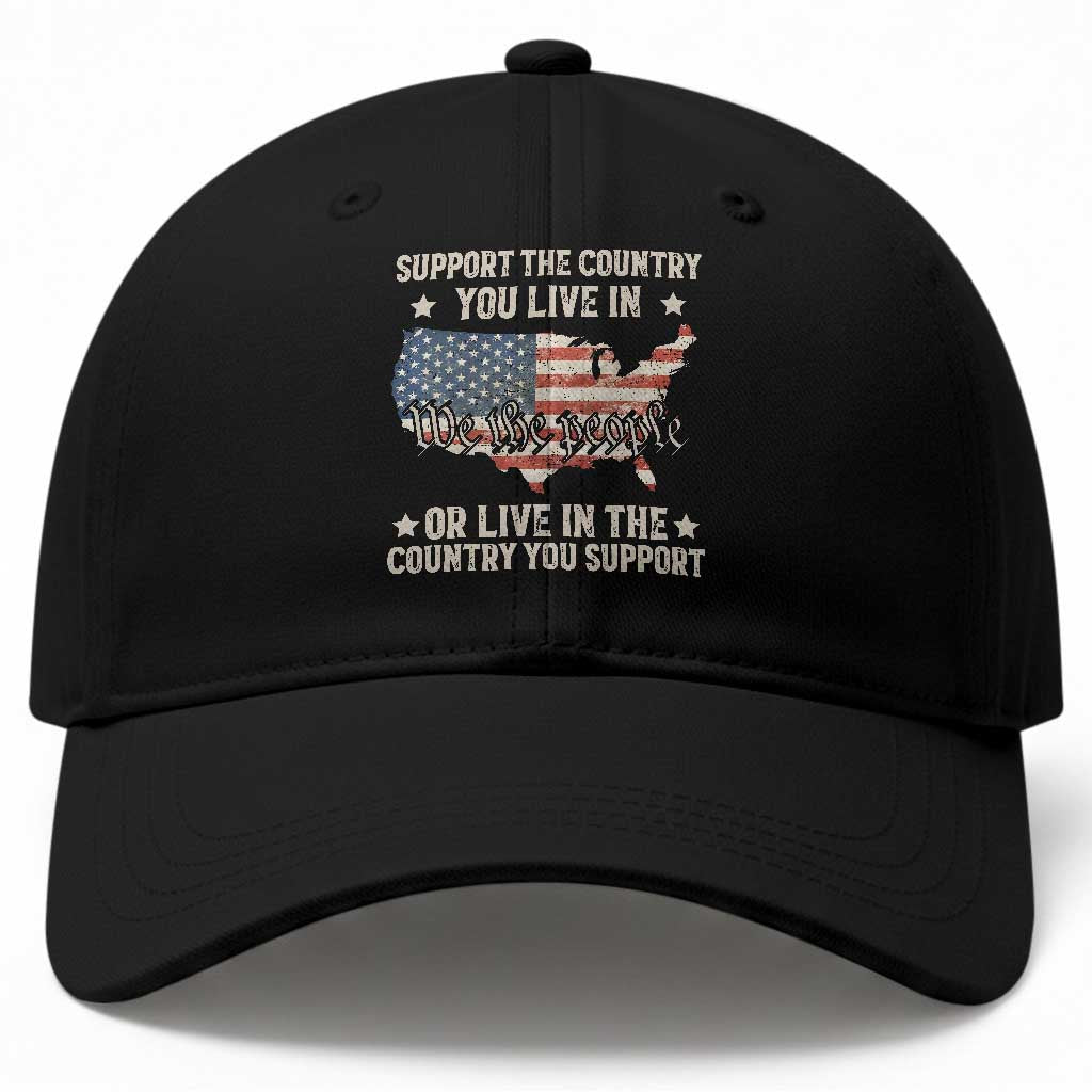 Funny Support The Country You Live In Baseball Cap American Flag Map We The People Patriotic TS11 Print Your Wear