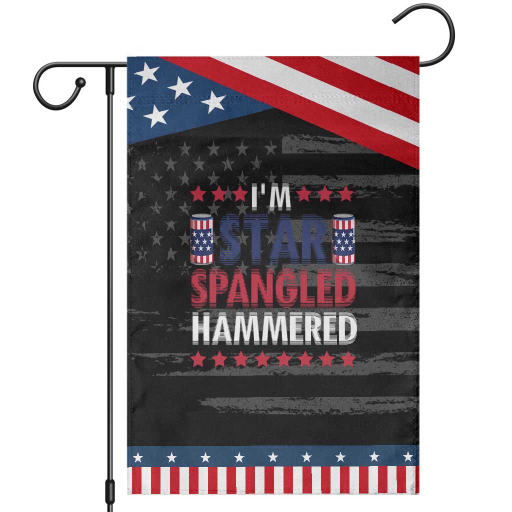 Funny 4th Of July Beer Drinking Lover Garden Flag I'm Star Spangled Hammered TS11 Distressed Black Blue Print Your Wear