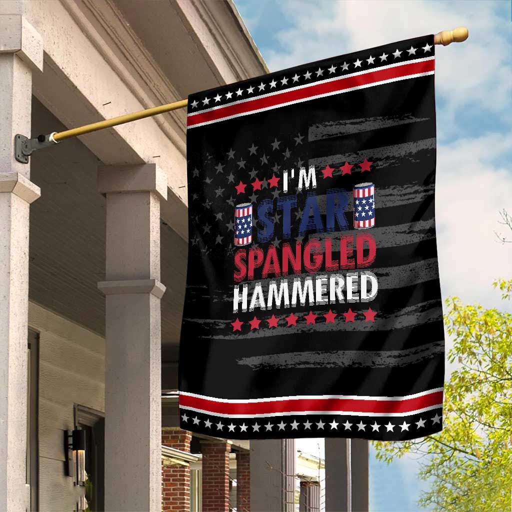 Funny 4th Of July Beer Drinking Lover Garden Flag I'm Star Spangled Hammered TS11 Distressed Black Red Print Your Wear